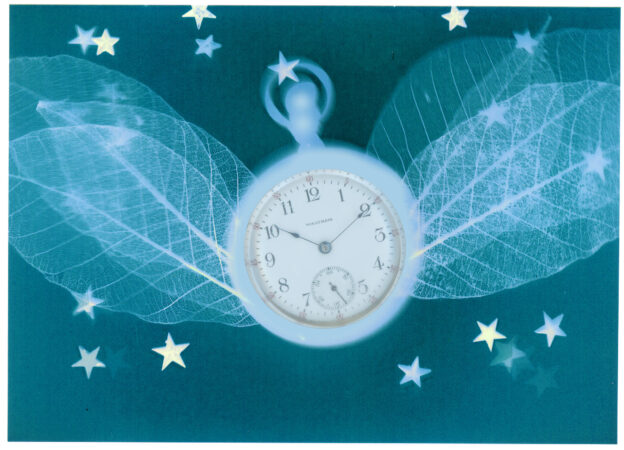 Clock with wings = time flies